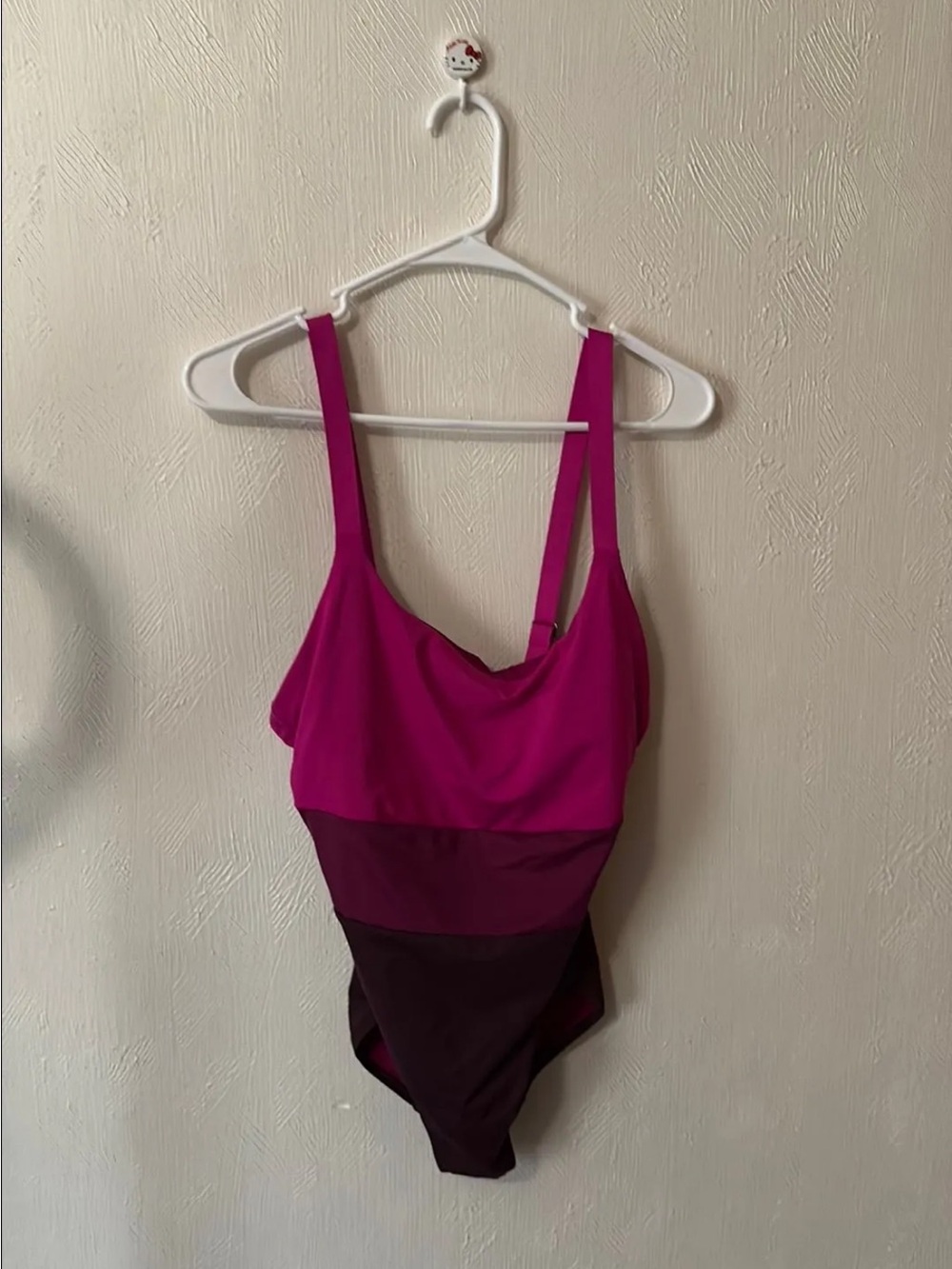 Athleta Colorblock Magenta & Plum One-Piece Swimsuit